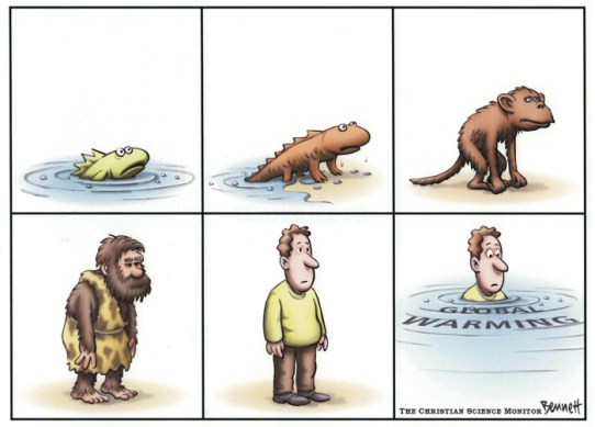 Evolution of Man, to drowning by global warming