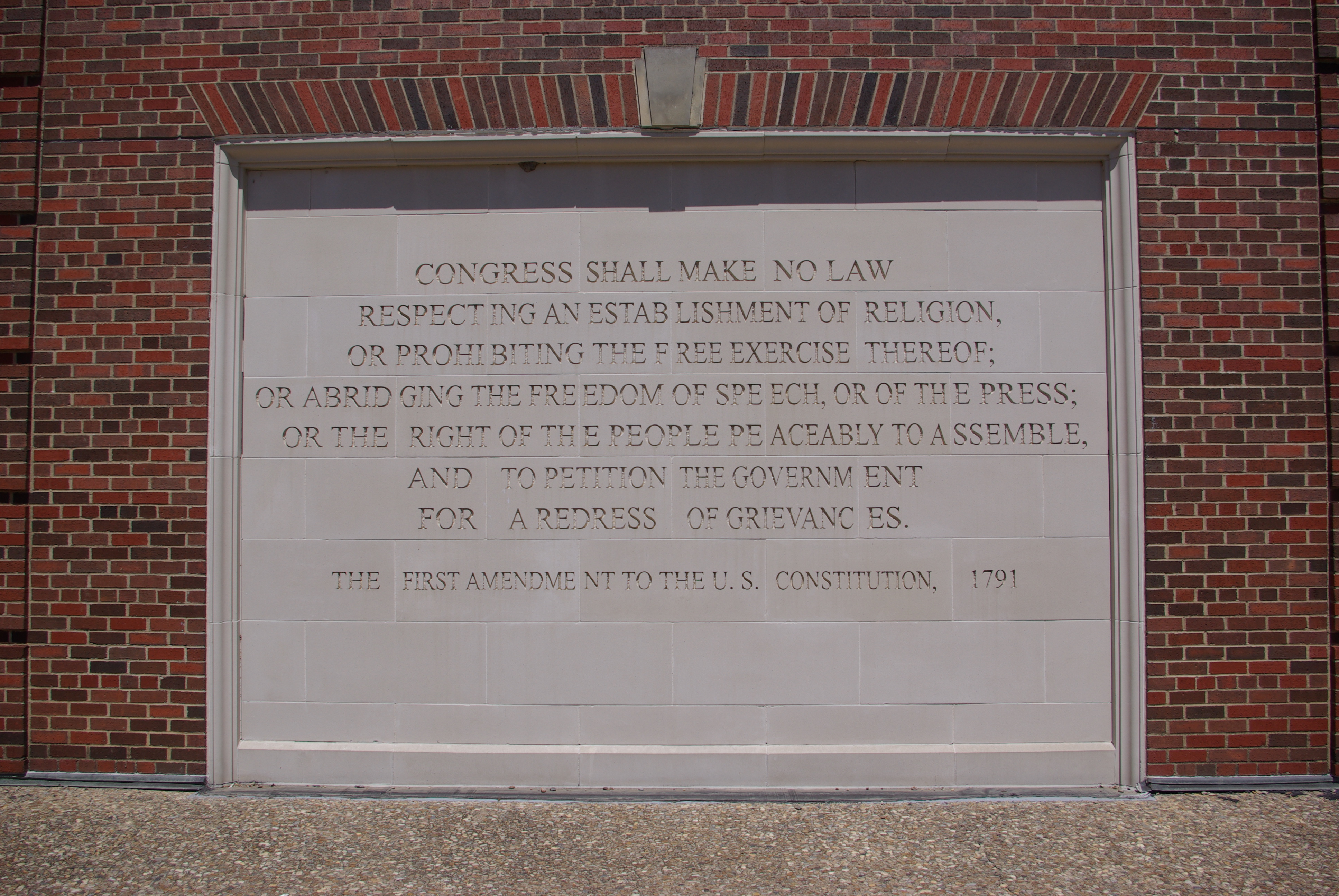 Here in Texas, we have the First Amendment engraved in stone, at Southern Methodist University.  