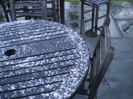 Snow on tables, The Quarter, Mount Vernon, Virginia - copyright 2009 by Ed Darrell