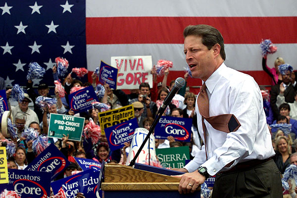 Then Vice President Al Gore campaigning in Des Moines, Iowa, November 25, 1999.