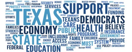 Texas Democratic Party platform word cloud