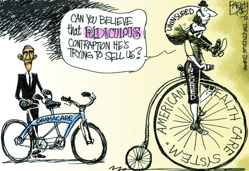 Criticism of ObamaCare. Cartoon by Pat Bagley, Salt Lake Tribune, March 28, 2012.