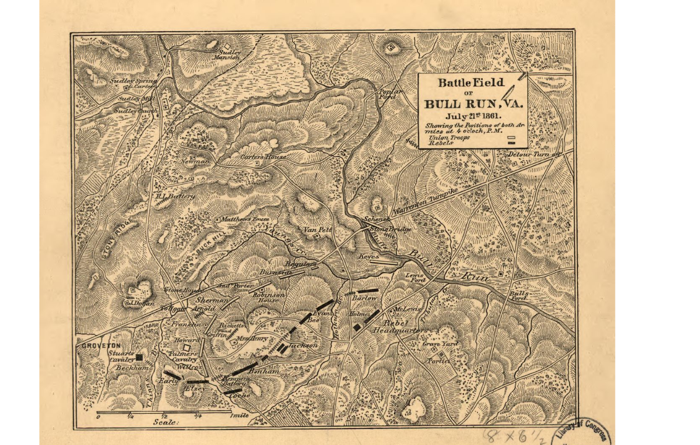 Bull Run, 1st battle of, map from LOC