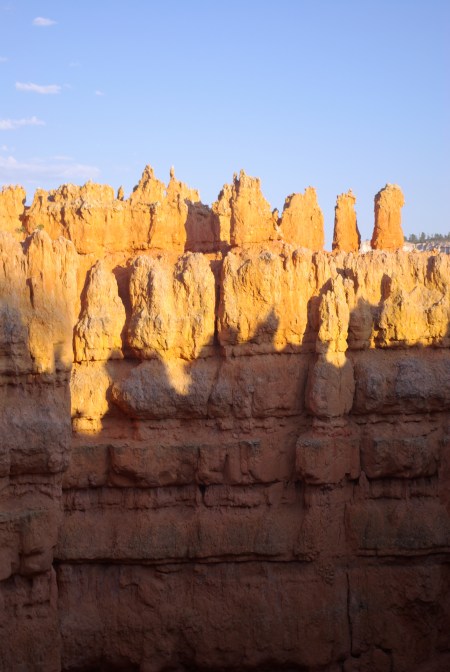 Sundown shadows of hoodoos on pinnacles, Bryce Canyon National Park, 2008. Photo by Ed Darrell