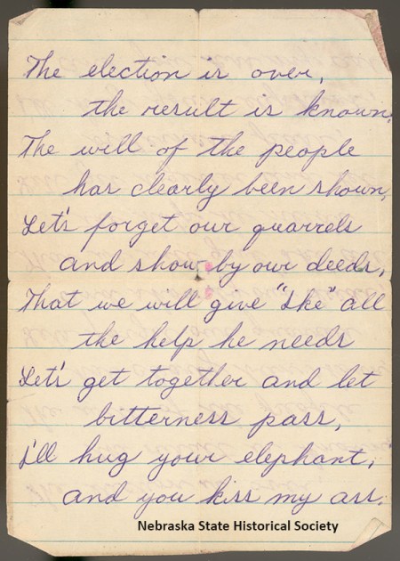Handwritten note suggesting the poem comes no later than 1956; sadly, note comes from the wallet of a murder victim. History Nebraska blog