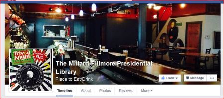 Photo of the interior of the Millard Fillmore Presidential Library, in Cleveland, Ohio. Motto something like, "This ain't the LBJ Library." 