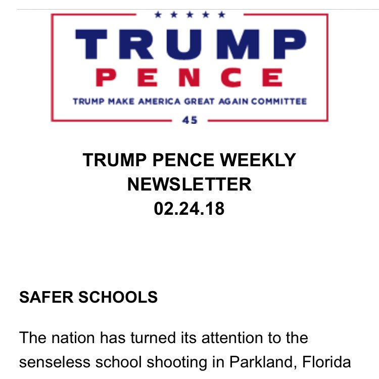 Trump campaign newsletter first page. Image via @mattmfm