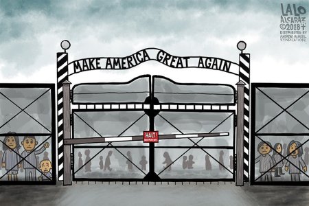 Lalo Alcaraz cartoon, what he saw at the child detention centers, June 19, 2018. Or something like that. Please share, he asks, for our #MAGA friends.