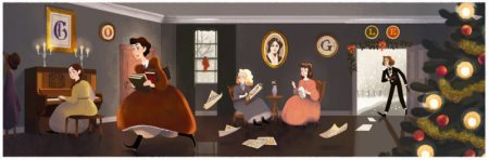 Google Doodle in 2016 for Louisa May Alcott's birthday on November 29.